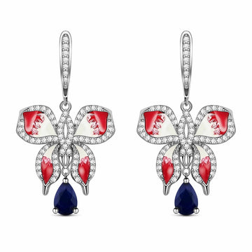 Liberty Natural Blue Sapphire Sterling Silver Enamel Butterfly Earrings